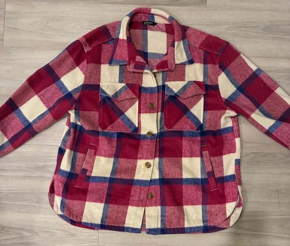 Member's Mark Plaid Shacket Size XL Pink Blue White